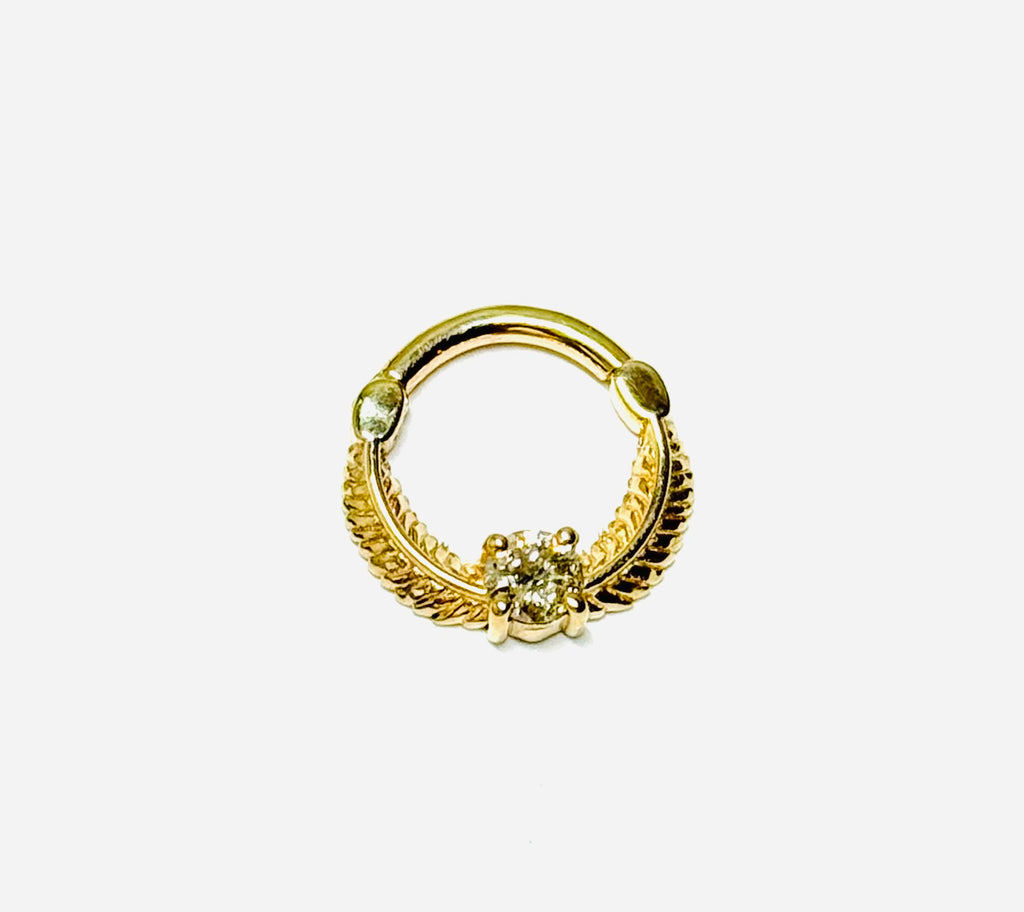 14K-Y Hinger Piercing with Center Diamond